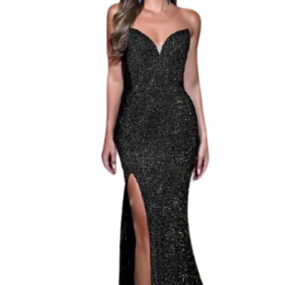 NWT Portia and Scarlett PS23486 Strapless Mermaid Prom Gown Black Size 6 and 10 - Picture 1 of 4